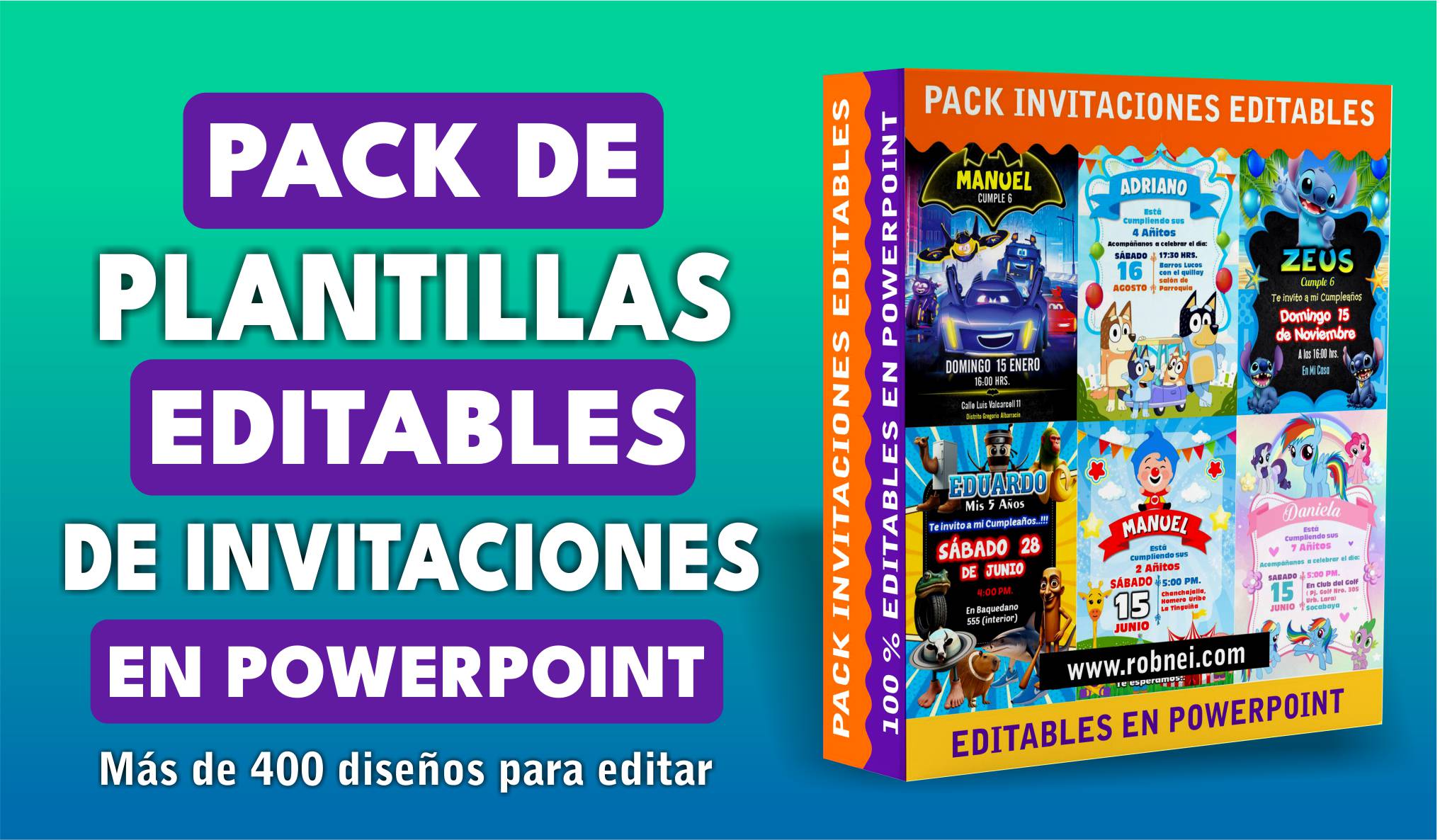 Pack de más de 400 invitaciones editables en PowerPoint para fiestas y eventos