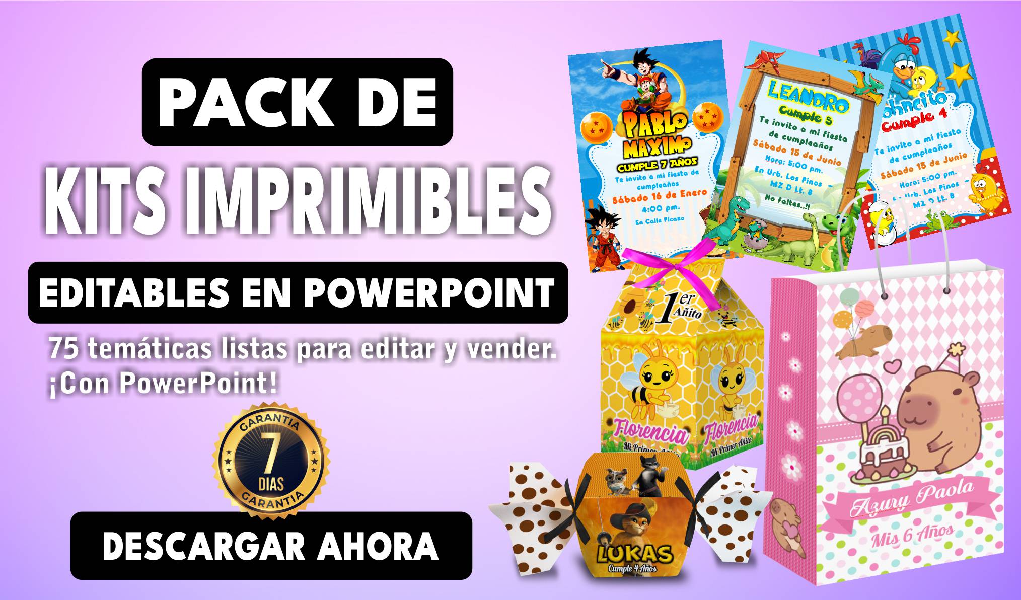 Pack de Kits Imprimibles en PowerPoint | 75 Temáticas Populares